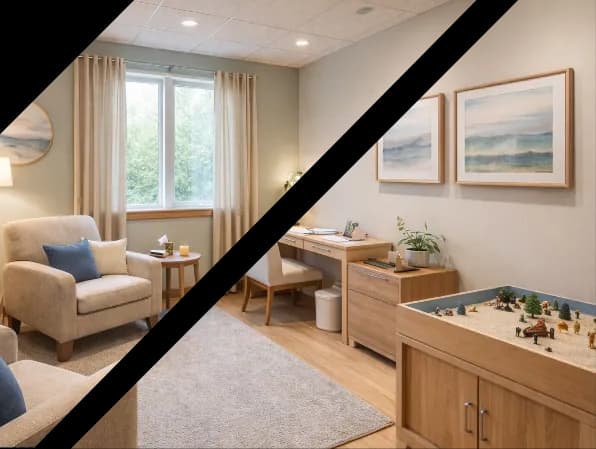 Comfortable therapy consultation room
